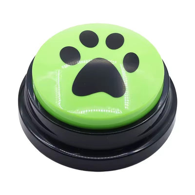 Green PawTalk recordable pet communication button with black paw print